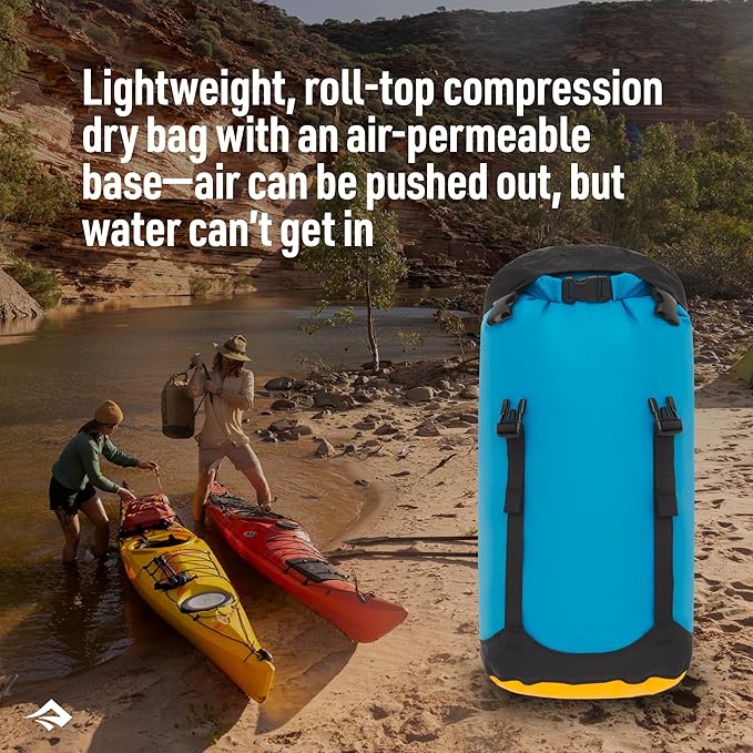 Sea to Summit eVac Compression Dry Bag, Waterproof Compression Sack, 20 Liter, Turkish Tile Blue