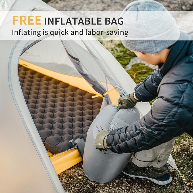 Naturehike 20oz Ultralight Sleeping Pad with Sidewalls, Insulated Inflatable Sleeping Pad 6.5R, Lightweight Sleeping Mat for Camping, Hiking, Backpacking, 10cm Thickened