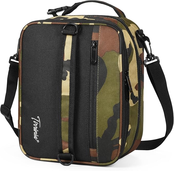 Tirrinia Expandable Insulated Lunch Bag, Leakproof Flat Lunch Cooler Tote with Shoulder Strap for Men and Women, Suitable for Work & Office, Camo