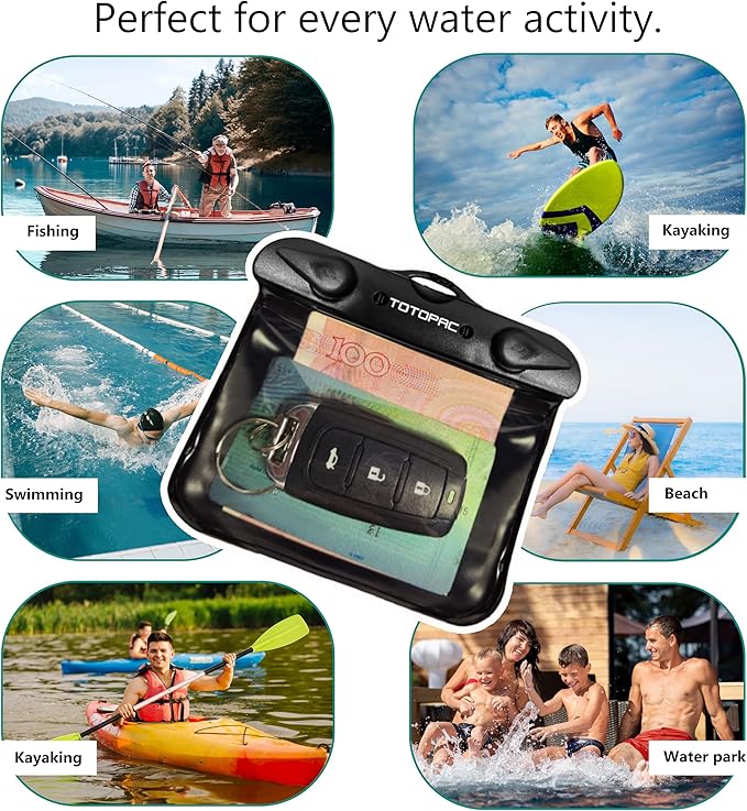 2Pack Waterproof Car Key FOB Case Floating Wallet Pouch for Remote Keys ID Credit Card Cash Money Submersible Dry Bag Holder (2, Black + Black)