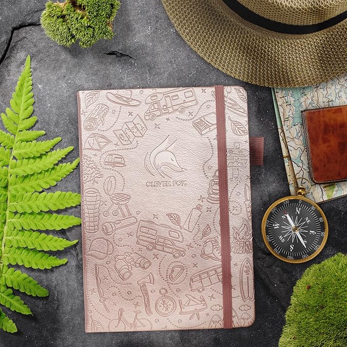 Clever Fox Camping Journal – Camper Log Book & RV Trip Planner – Outdoor Camp Journal & Adventure Travel Notebook – 12 Trips Total, 8 Pages per Trip – Hardcover, A5 Size (Rose Gold)