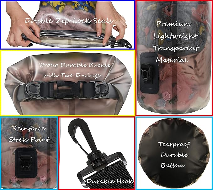 Waterproof Dry Bag - Lightweight Dry Sack with Seals and Waterproof Case - Float on Water - Keeps Gear Dry for Kayaking, Beach, Rafting, Boating, Hiking, Camping and Fishing