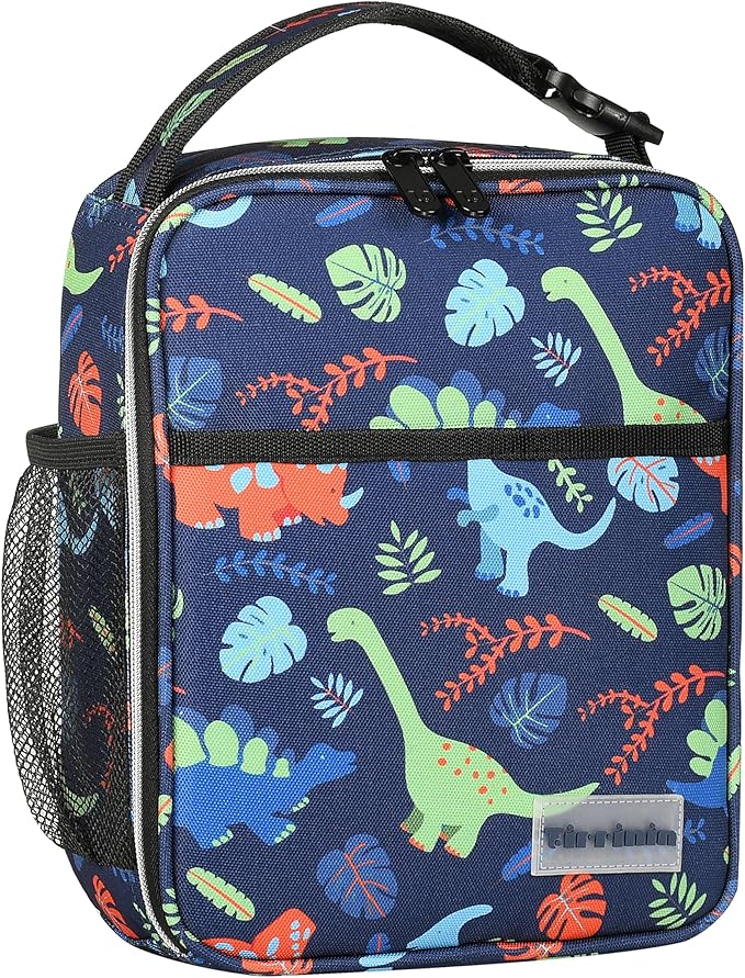 Tirrinia Insulated Lunch Box for Men Women, Portable Thermal Small Lunch Bag for Office Work Picnic, Reusable Compact Lunchbox Cooler Tote for Adults, Dinosaur