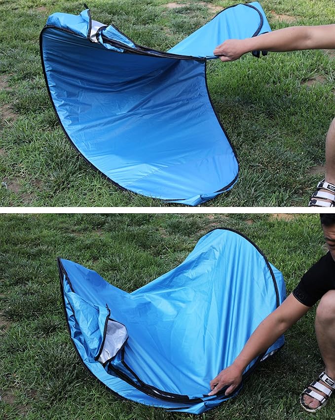 WOWCASE 1-2 Person Large Space Pop Up Shower Privacy Shelter Tent with 3 Windows, Outdoor Waterproof Silver Anti-UV Coated Portable Dressing Room, Privacy Shower Tents for Camping Beach Isolation Sun Shelter Picnic Fishing