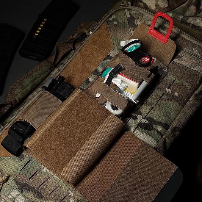 EVERLIT Rapid Aid Trauma Sleeve(Rats) EDC Trauma Kit, CAT GEN-7 Tourniquet QuikClot Gauze CE, Military Tactical IFAK for Bleeding Control (Black)