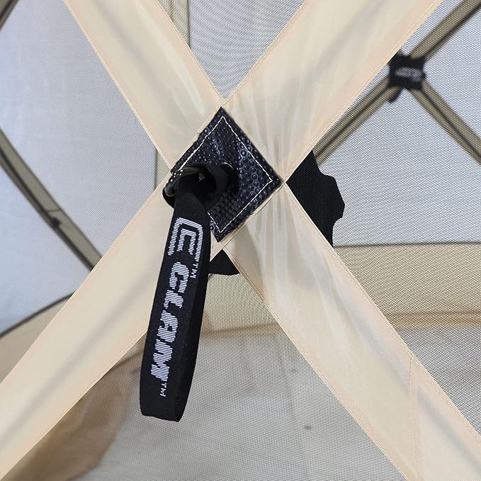 CLAM Pop Up Screen Tent, Outdoor Camping Gazebo Canopy, Traveler, 6' x 6', Tan