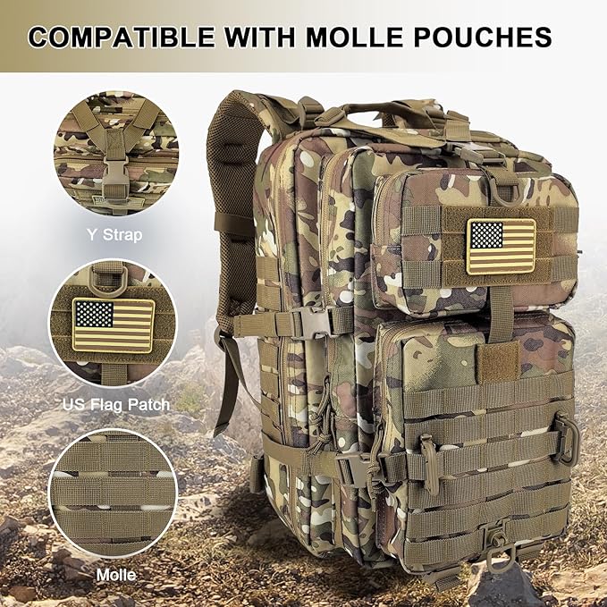 MOLLE Assault Pack, Tactical Backpack Military Army Camping Rucksack, 3-Day Pack