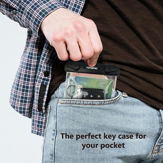 2Pack Waterproof Car Key FOB Case Floating Wallet Pouch for Remote Keys ID Credit Card Cash Money Submersible Dry Bag Holder (2, Transparent + Transparent)
