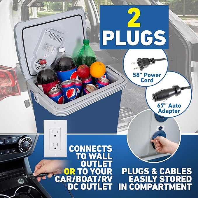 Electric cooleK-Box Electric Cooler and Warmer for Car and Home - 34 Quart (32 Liter) - Dual 110V AC House and 12V DC Vehicle Plugs