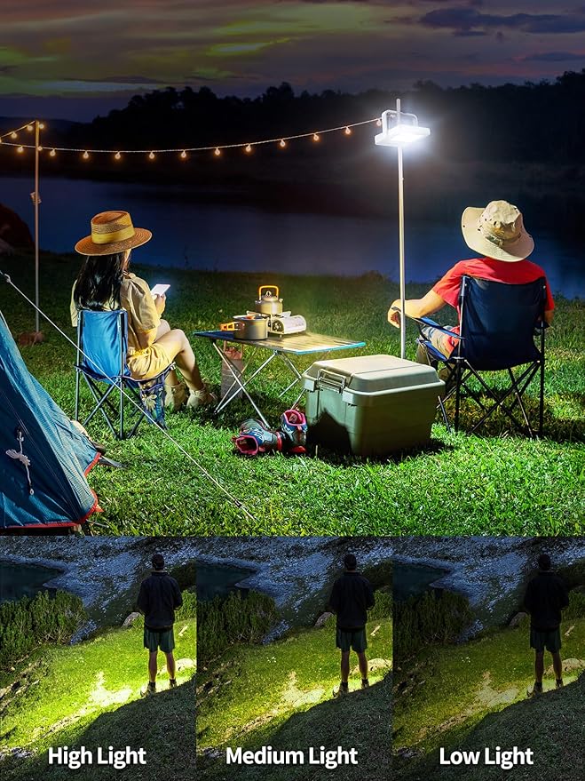 intelamp Gutter Lights Solar Powered, Portable Outdoor Solar Light 2 Pack, Camping Lantern Outdoor Waterproof,2000mAh Emergency Light, Suitable for Fishing, Hiking, Corridor, Aisle