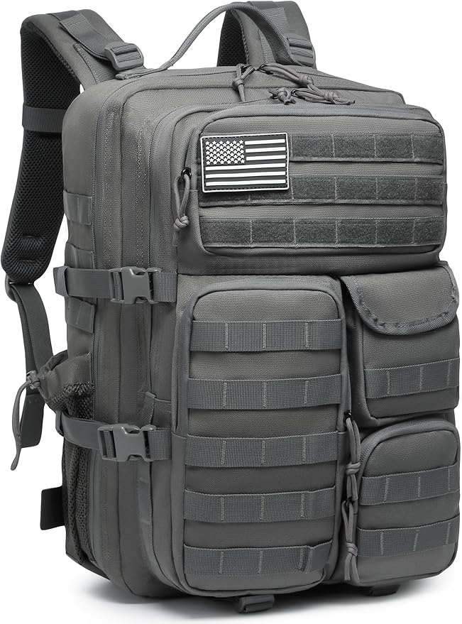 Wotony Tactical Backpack - Military waterproof backpack with multiple pockets and tactical gear for the outdoors (Gray, 45L)