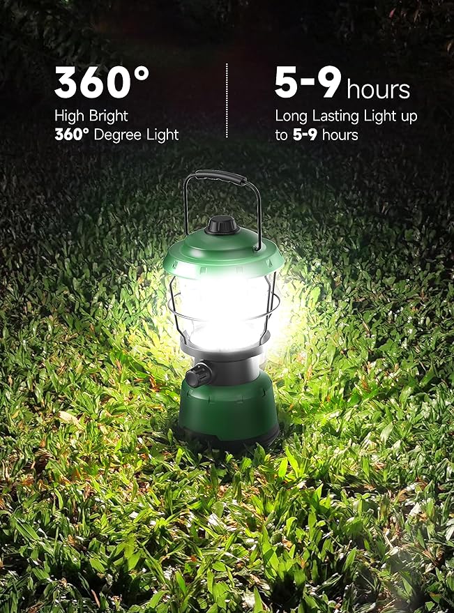 LED Camping Lantern, 2500LM Dimmable Vintage Rechargeable Lantern, Water Resistant Portable Emergency Lights for Camping, Home Power Outage, Hurricane, Hiking