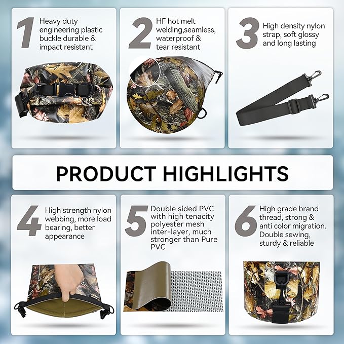 MARCHWAY Floating Waterproof Dry Bag Backpack 5L/10L/20L/30L/40L, Roll Top Sack Keeps Gear Dry for Kayaking, Rafting, Boating, Swimming, Camping, Hiking, Beach, Fishing