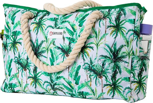 SHYLERO Beach Bag and Pool Bag. Has Airtight Pouch, Ton of Pockets. Beach Tote is Zippered, Water Resistant. Family Size