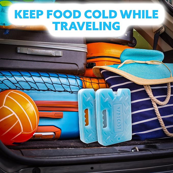 Kona Large Ice Pack for Coolers [Blue Ice 4lb] Extreme Long Lasting Design Absorbs Heat to Cool Faster - Refreezable. Reusable. Colder Than Ice (-5C) Cooler Ice Pack