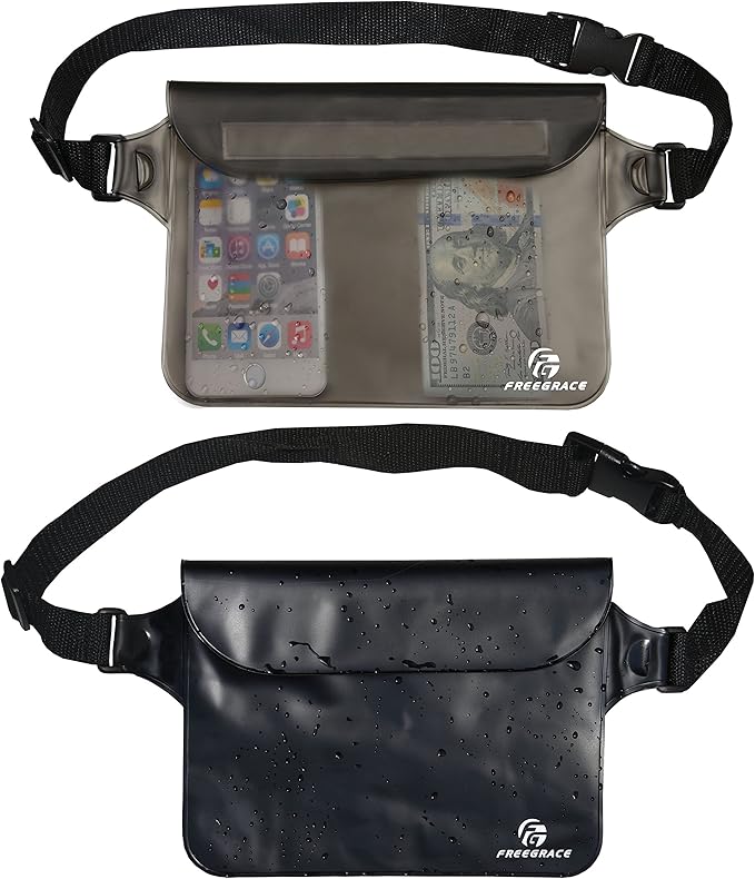 Waterproof Pouches with Waist Strap / Pouch Case Bundle Set- Keep Your Phone & Valuables Dry and Safe - Waterproof Dry Bags for Boating Swimming Snorkeling Kayaking Beach Water Parks Pool