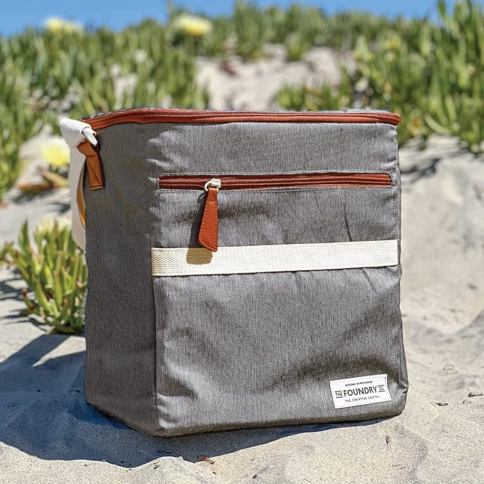 Fit & Fresh Foundry Soft Cooler Bag Insulated Leak Proof, 12 Can Small Soft Sided Cooler Bag for Men and Women, Portable Travel & Beach Cooler Bag with Removable Hard Liner, Stain Resistant