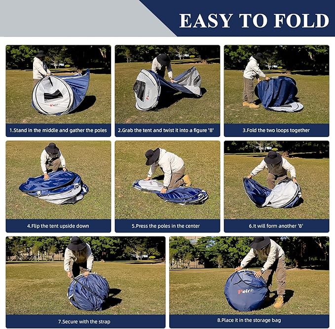 Camping Pop Up Tent, 2-4 Person Automatic Easy Setup Tents, 2 Doors-Instant Popup Family Tents for Camping, Hiking, Traveling
