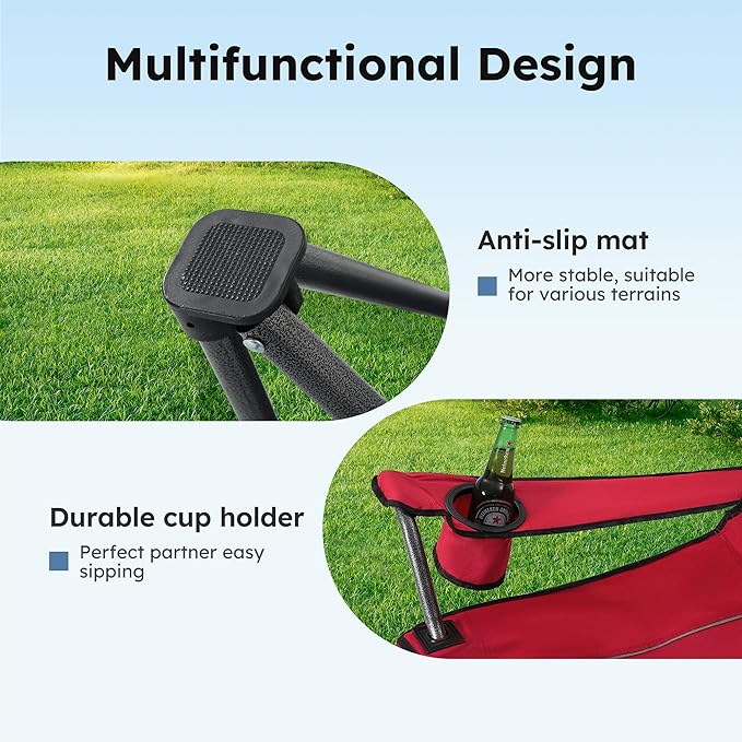 ALPHA CAMP Camp Chairs with Shade Canopy Chair Folding Camping Recliner Support 350 LBS