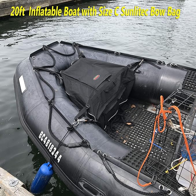 Seamax Sunlitec Front Accessory Storage Bow Bag for Inflatable Boat, with Reflective Line