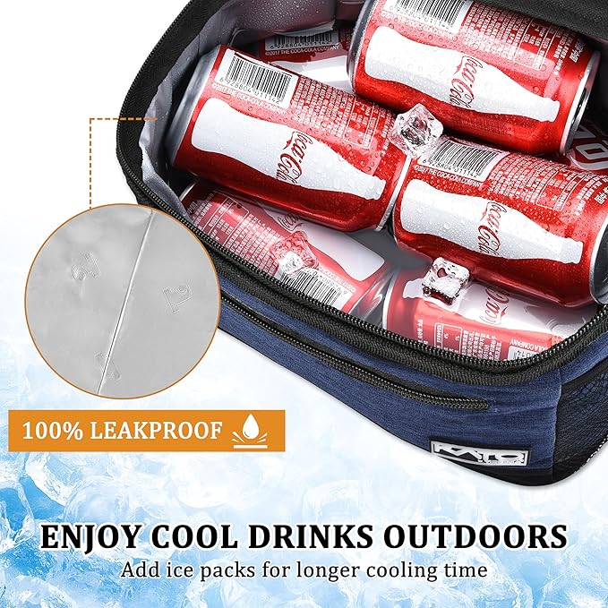 Tirrinia Insulated Lunch Box for Men/Women, Leakproof Thermal Lunch Bag for Office Picnic Work Beach Camping,Reusable Lunch Cooler Tote for Adult, Dark Blue