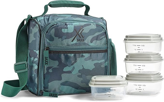 Fit & Fresh JAXX Meal Prep Lunch Box With Container For Men and Women, 5pc. Meal Prep Kit Lunch Bag With Containers Included