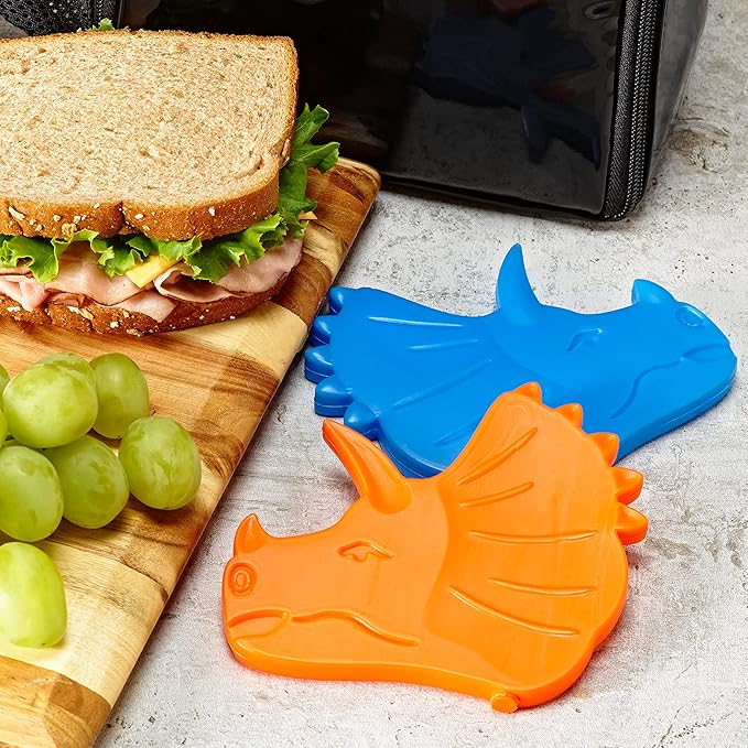 Cool Coolers Kids Lunch Box Ice Packs, Slim Ice Packs for Lunch Bags, Lunch Ice Packs Reusable-Multicolored 4 Pack (Dinosaur)