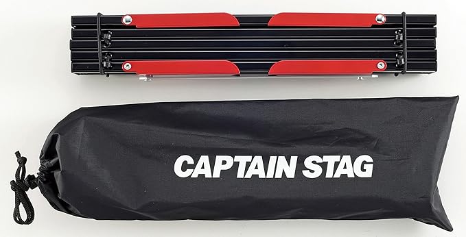 CAPTAIN STAG UC-520 Aluminum Roll Table for Camping, Barbecues, Compact, Black