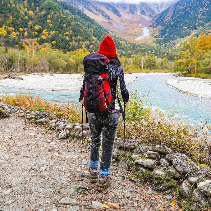 Trekking Poles for Hiking - Walking Sticks for Men, Women, Seniors, 2pc Collapsible Lightweight Aluminum Alloy Hiking Poles for Nordic Walking & Outdoor Adventures