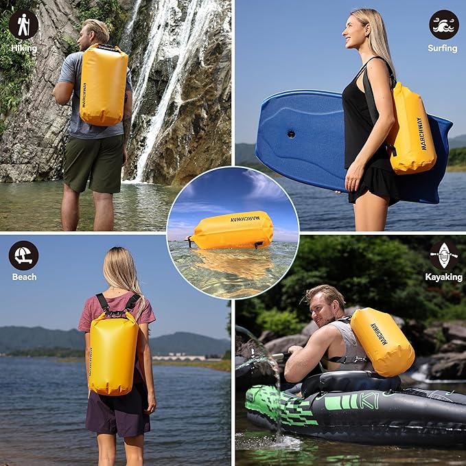 MARCHWAY Floating Waterproof Dry Bag Backpack 5L/10L/20L/30L/40L, Roll Top Sack Keeps Gear Dry for Kayaking, Rafting, Boating, Swimming, Camping, Hiking, Beach, Fishing