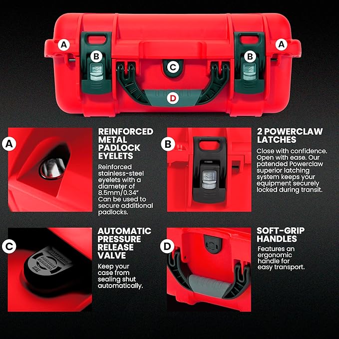 NANUK 920 Waterproof First Aid Box Empty – Durable, Medical First Aid Organizer Case, IP67-Rated, Dustproof, Impact-Resistant, and Floats (7.4" x 4.9" x 3.1") – Red