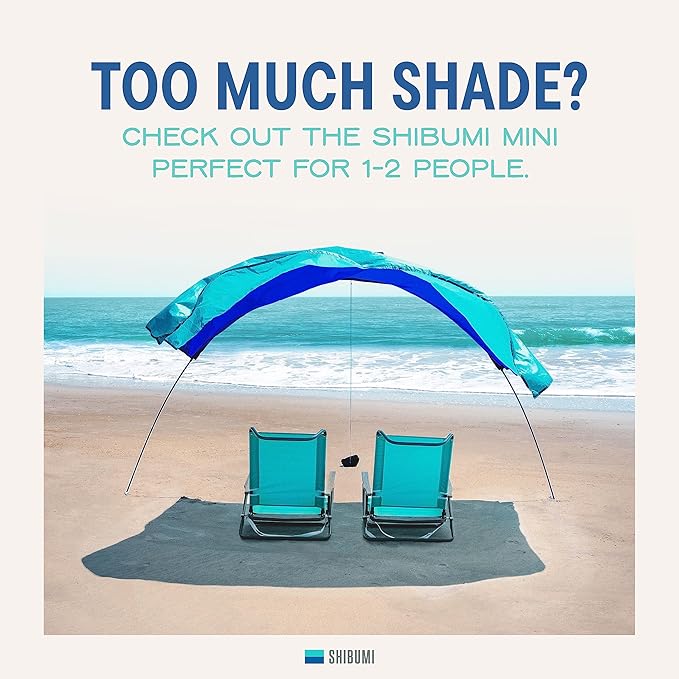 Shibumi Shade® (Previous Generation) - World's Best Beach Shade. The Original Wind Powered® Beach Shade. Lightweight, Easy to Set up and Great for Groups up to 8 People