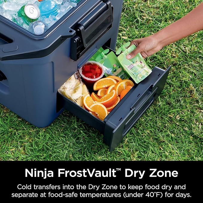 Ninja FB131BL FrostVault 30qt Hard Cooler with Dry Zone, Integrated Fridge-Temp Dry Storage Drawer, Premium Heavy-Duty Insulated Cooler, Keeps Ice for Days, Lakeshore Blue