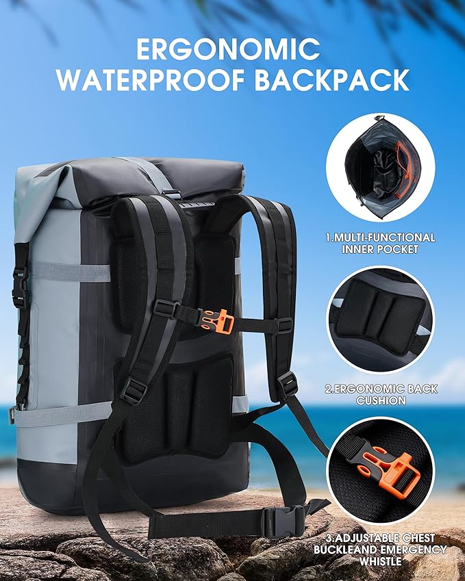 IDRYBAG Waterproof Backpack for Travel, Kayaking, Boating, Swimming, Floating Paddle Boarding - Submersible Dry Bag 35L/55L/85L