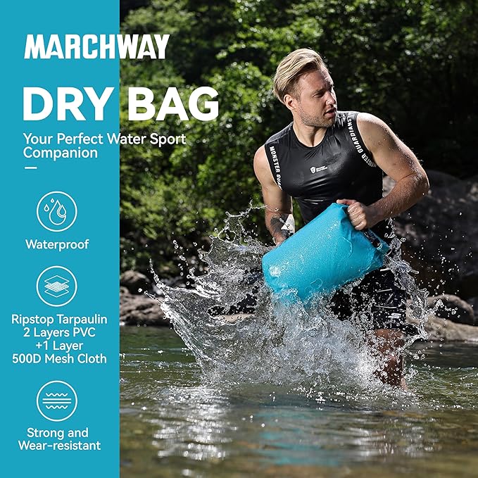 MARCHWAY Floating Waterproof Dry Bag Backpack 5L/10L/20L/30L/40L, Roll Top Sack Keeps Gear Dry for Kayaking, Rafting, Boating, Swimming, Camping, Hiking, Beach, Fishing