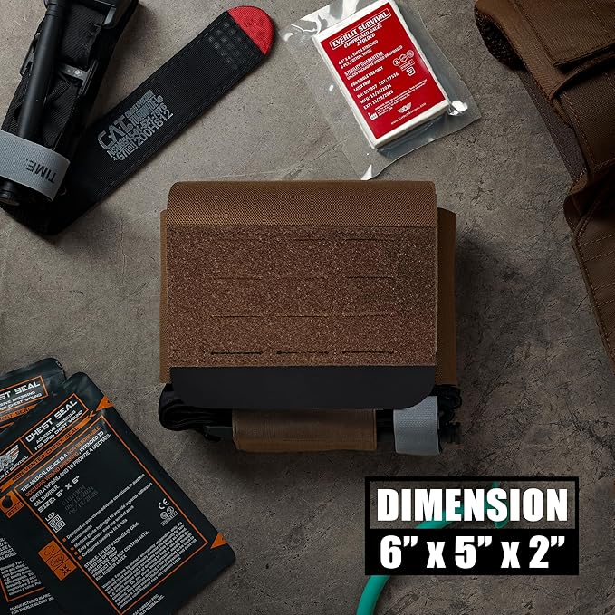 EVERLIT Rapid Aid Trauma Sleeve(Rats) EDC Trauma Kit, CAT GEN-7 Tourniquet QuikClot Gauze CE, Military Tactical IFAK for Bleeding Control (Black)