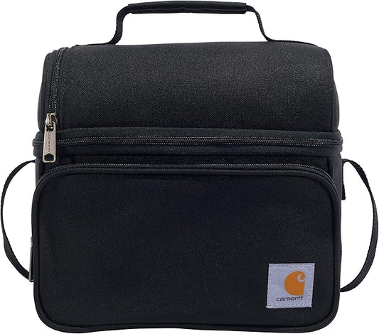 Carhartt Insulated 12 Can Two Compartment Lunch Cooler Bag - Rain Defender DWR Coating - Synthetic Lining Black 1 One Size One Size