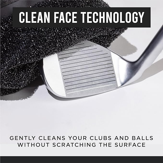 Golf Club and Golf Ball Cleaning Bag, Waterproof Clean Face Technology Liner, Detachable Clip, Machine Washable, Cleans Club Grooves, Dry Exterior (Neoprene or Microfiber Option Available)