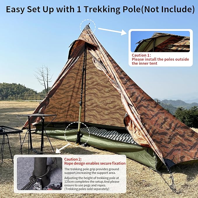 Ultralight Tent, Easy Setup, 1-2 Person Waterproof and Portable Tent for Camping Hiking Outdoor Climbing
