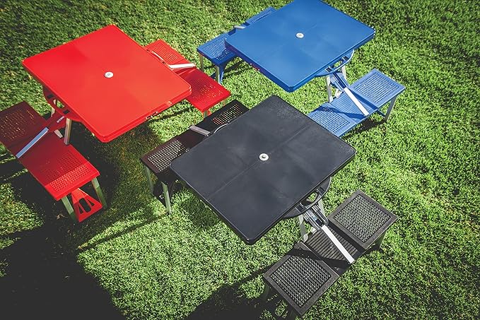 PICNIC TIME Folding Picnic Table, Camping Table, Outdoor Table with Umbrella Hole