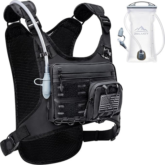 Running Vest with 2L Water Bladder, USA Original Patent, Lightweight Adjustable Chest Pack with Gear Holder, Reflective Running Hydration Vest for Women Men for Marathon, Hiking