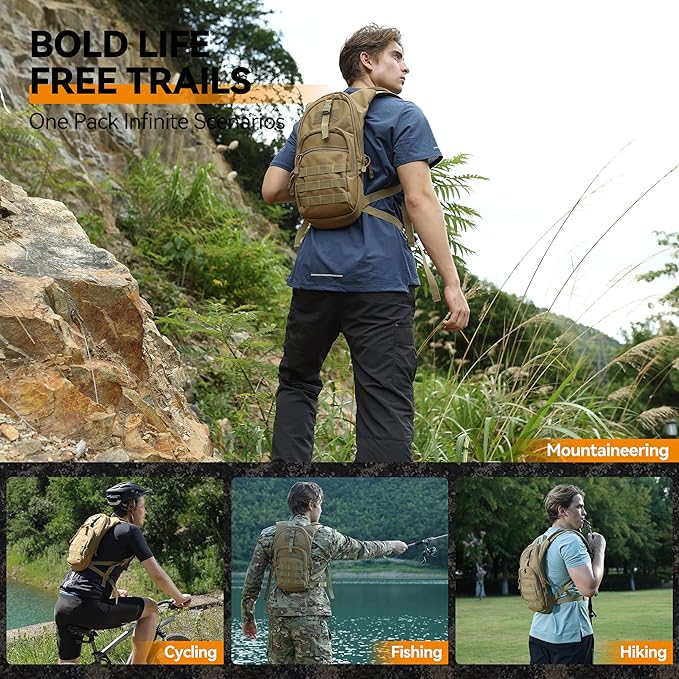 MARCHWAY Tactical Molle Hydration Pack with 2.5L TPU Water Bladder, Compact Yet Spacious Military Backpack for Hiking, Cycling, Backpacking, Hunting, Running
