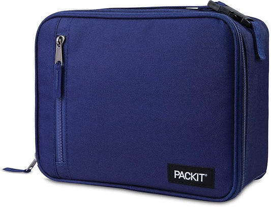 PackIt Freezable Classic Lunch Box, True Blue, Built with EcoFreeze® Technology, Collapsible, Reusable, Zip Closure With Front Pocket and Buckle Handle, For Work Lunches and Fresh Lunch On the Go