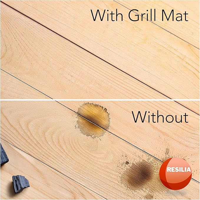 RESILIA Large Under Grill Mat – Heavy Duty, Reusable Outdoor Floor Protector Mats for Deck, Patio, & Garage – 72 Inch x 48 Inch with 12 Inch Splatter Protection Lip, Black Orange Peel