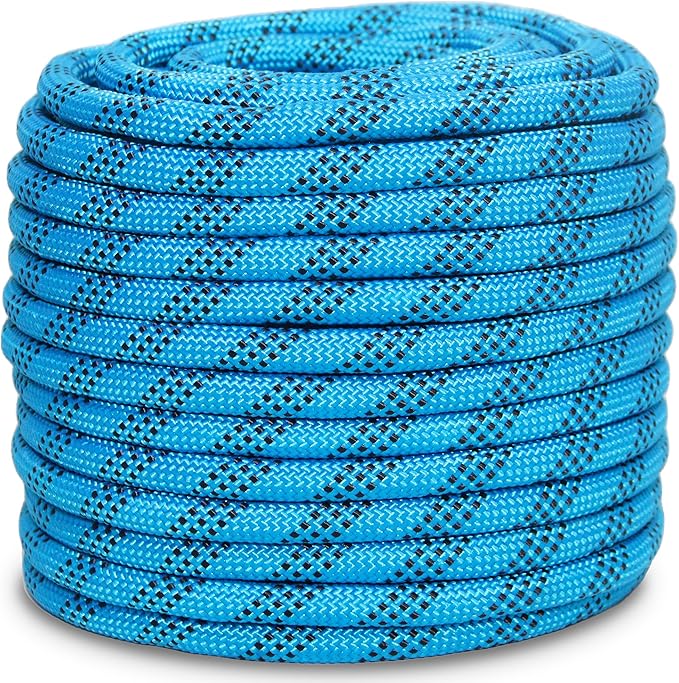 1/2 Inch 100ft Double Braided Polyester Arborist Rope, Heavy Duty Nylon Rope for Anchor, Tree Work, Cargo, Pulling, Sailing (Blue)