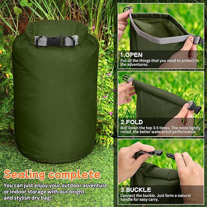 Desoto Waterproof Dry Bag 2 packs, 2L/5L/10L/20L/40L/70L Dry Sack Lightweight Portable, Dry Storage Bag to Keep Gear Dry Clean for Kayaking, Gym, Hiking, Swimming, Camping