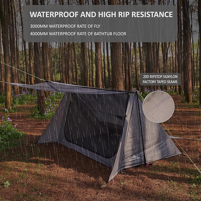 Sirius Two Ultralight Backpacking Tent, 2 Person Trekking Pole, Waterproof, Compact, Single Wall, Bushcraft Shelter for Camping, Hiking, Kayaking