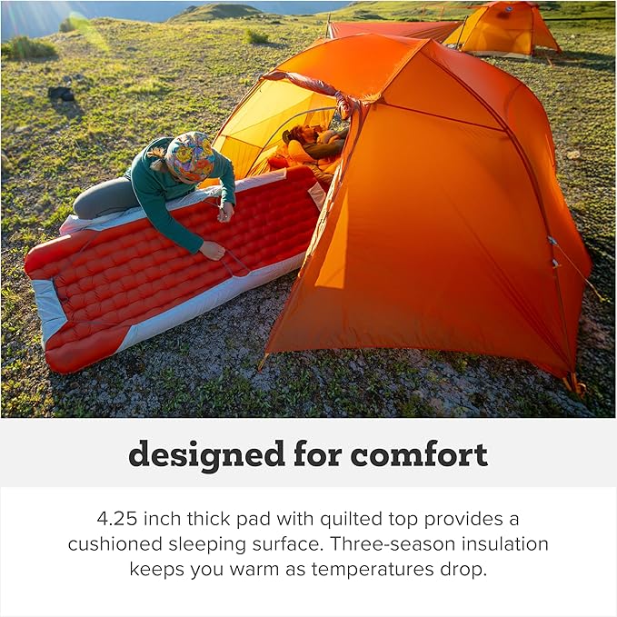 Big Agnes Rapide SL - Insulated Sleeping Pad, Ultralight, All Season Compact Backpacking and Hiking, Pumphouse Sack Included, Orange, 20x78 Long