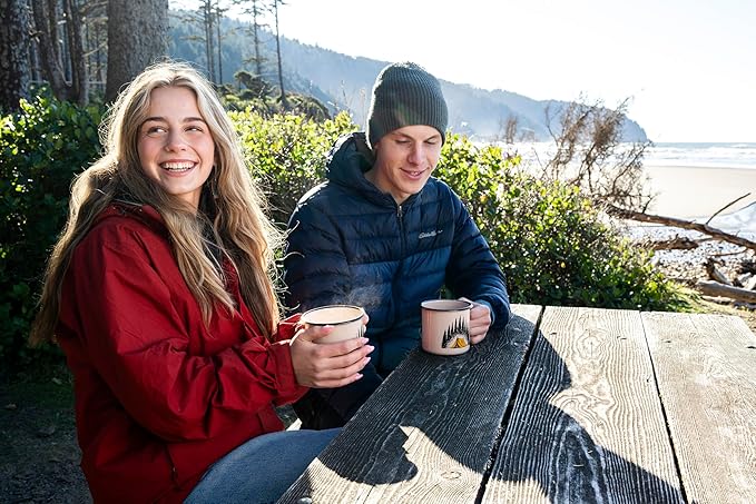 Stansport 24 OZ Camp Scene Enamel Mug Set - 2 Pack