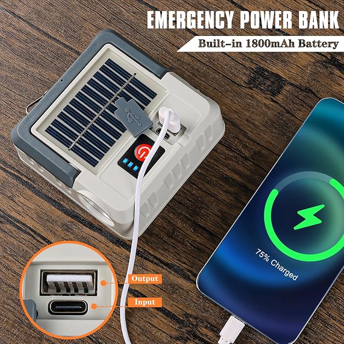 Portable Solar Power Lanterns 4 Pack, Lanterns for Power Outages, 5 Light Modes LED Camping Lights Lantern Flashlight, IPX4 Waterproof Tent Light for Hurricane Hiking Emergency Light, Gray